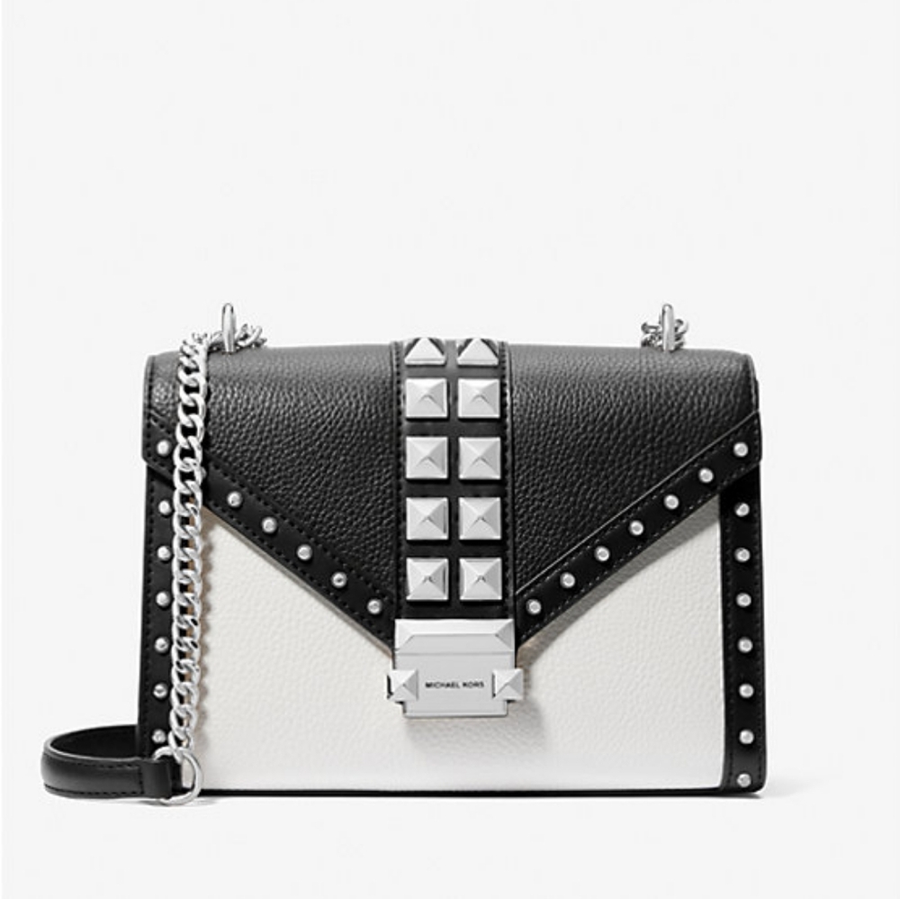 Michael Kors Black and White Studded Shoulder Bag